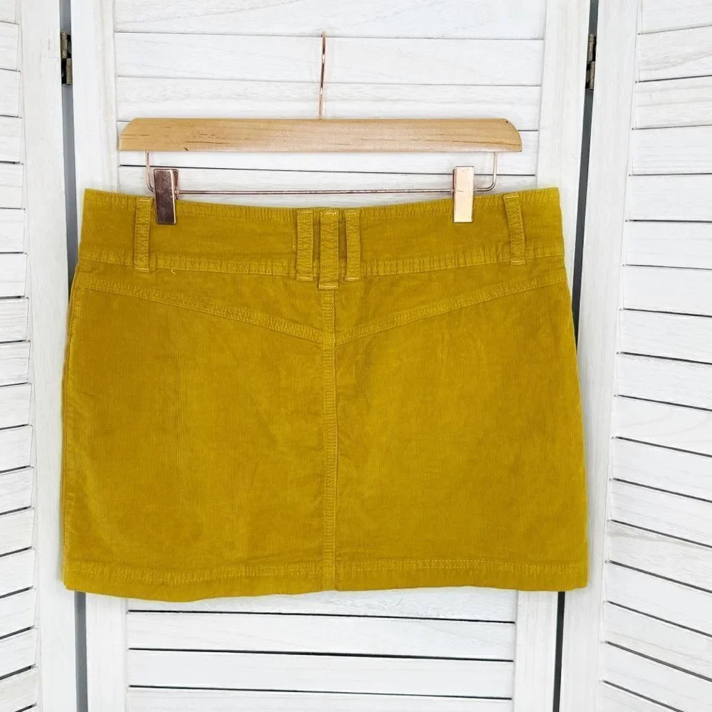 We The Free Free People Y2K Joanie Corduroy Button Up Micro Mini Skirt Yellow 29